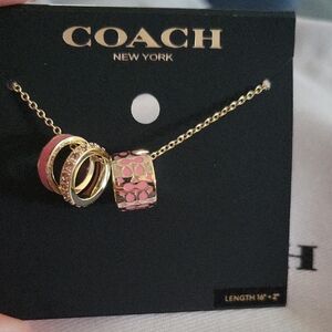Coach Gold and Pink Pendant Necklace